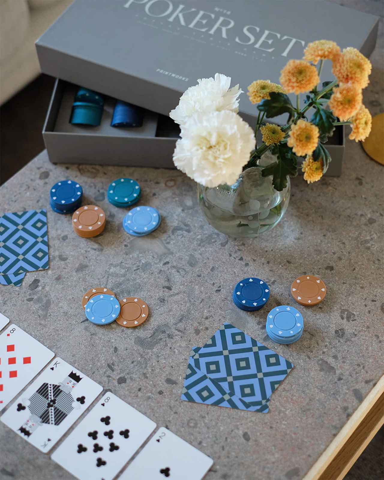 Classic poker set grå