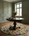 Heritage Garden round rug cream