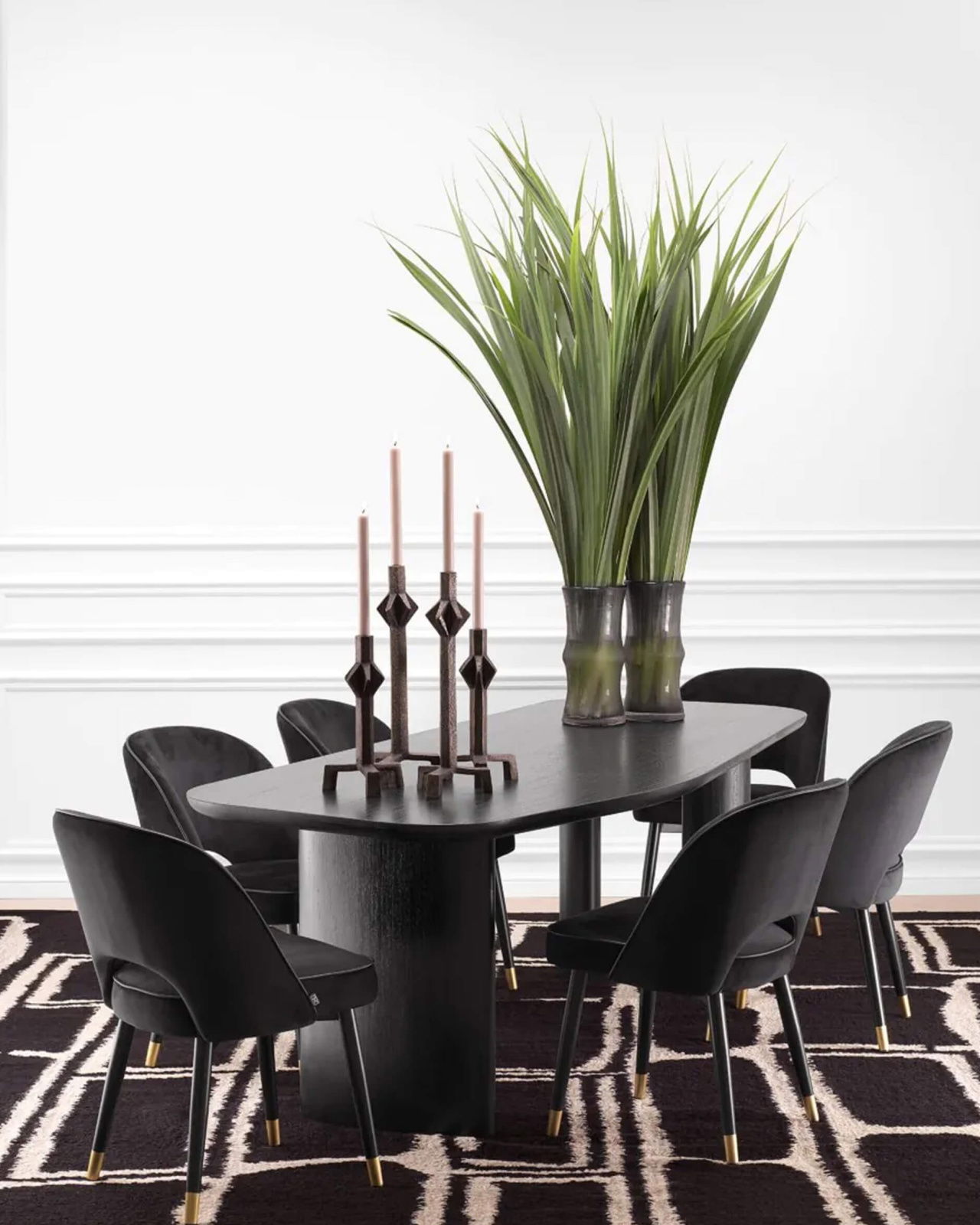 Cliff Dining Chairs Roche Black Velvet Set of 2