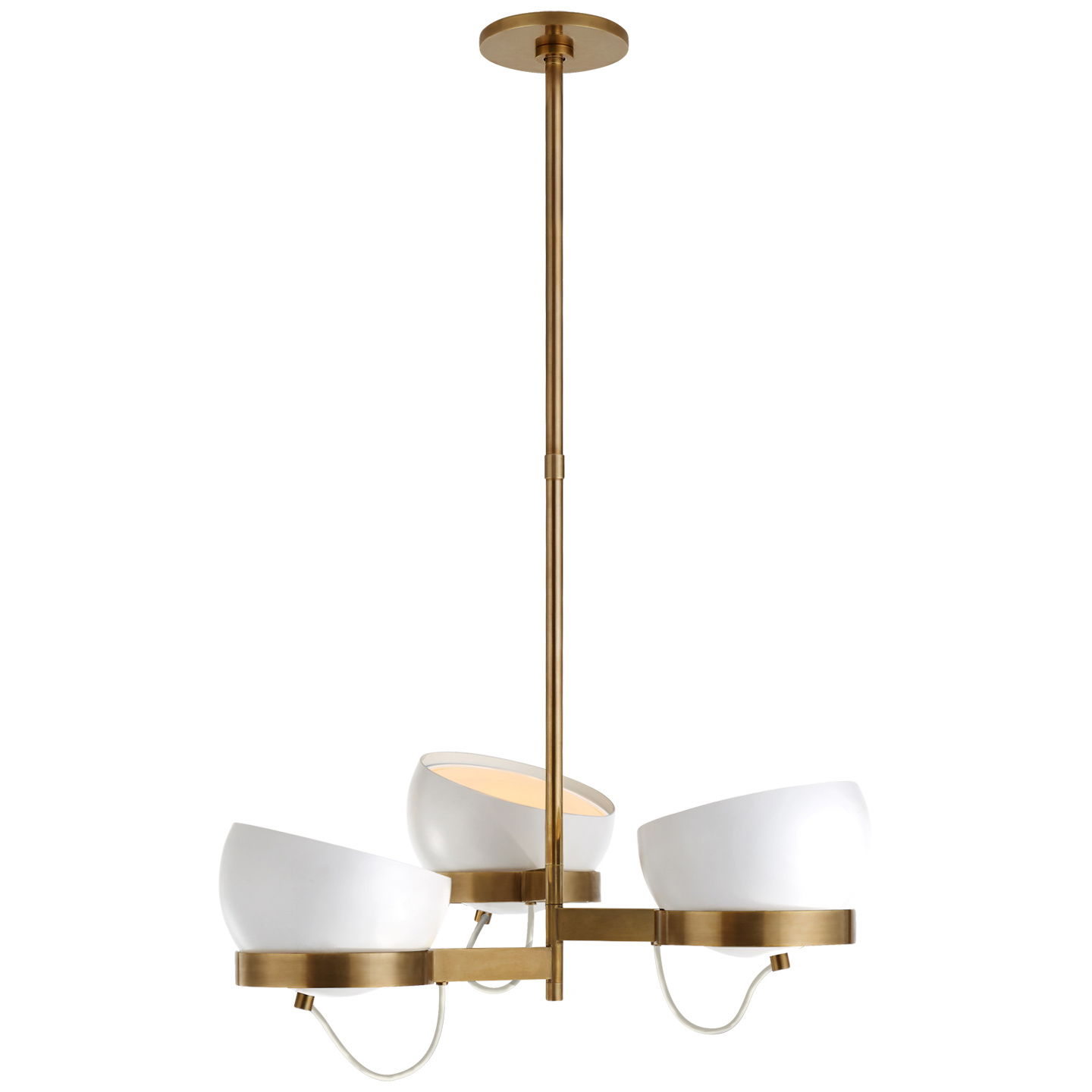 Lightwell Triple Chandelier Soft Brass/White Medium