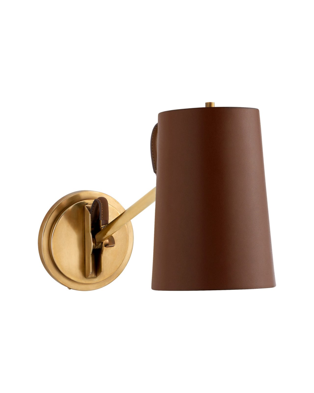 Benton Single Library Sconce Natural Brass/Saddle Leather