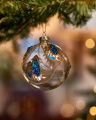 Emery kerstbal goud/blauw