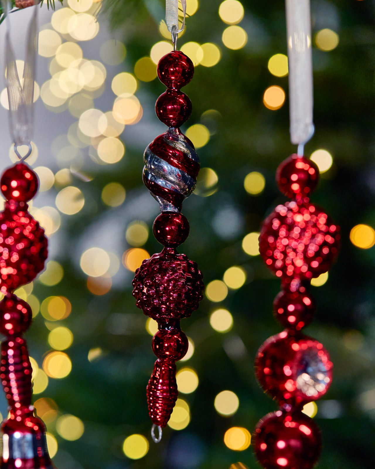 Eliza juldekoration röd/silver 3-pack