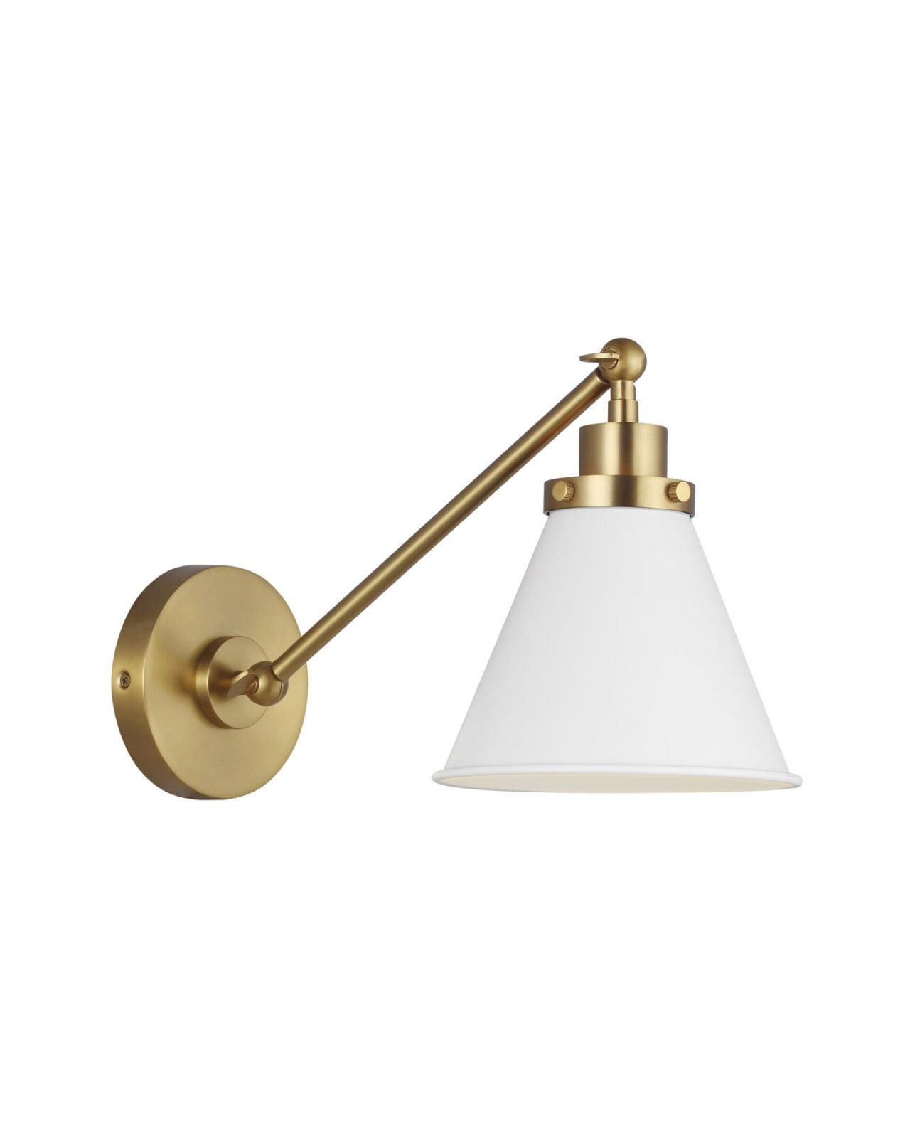 Wellfleet Single Arm Cone Task Sconce Matte White/Brass