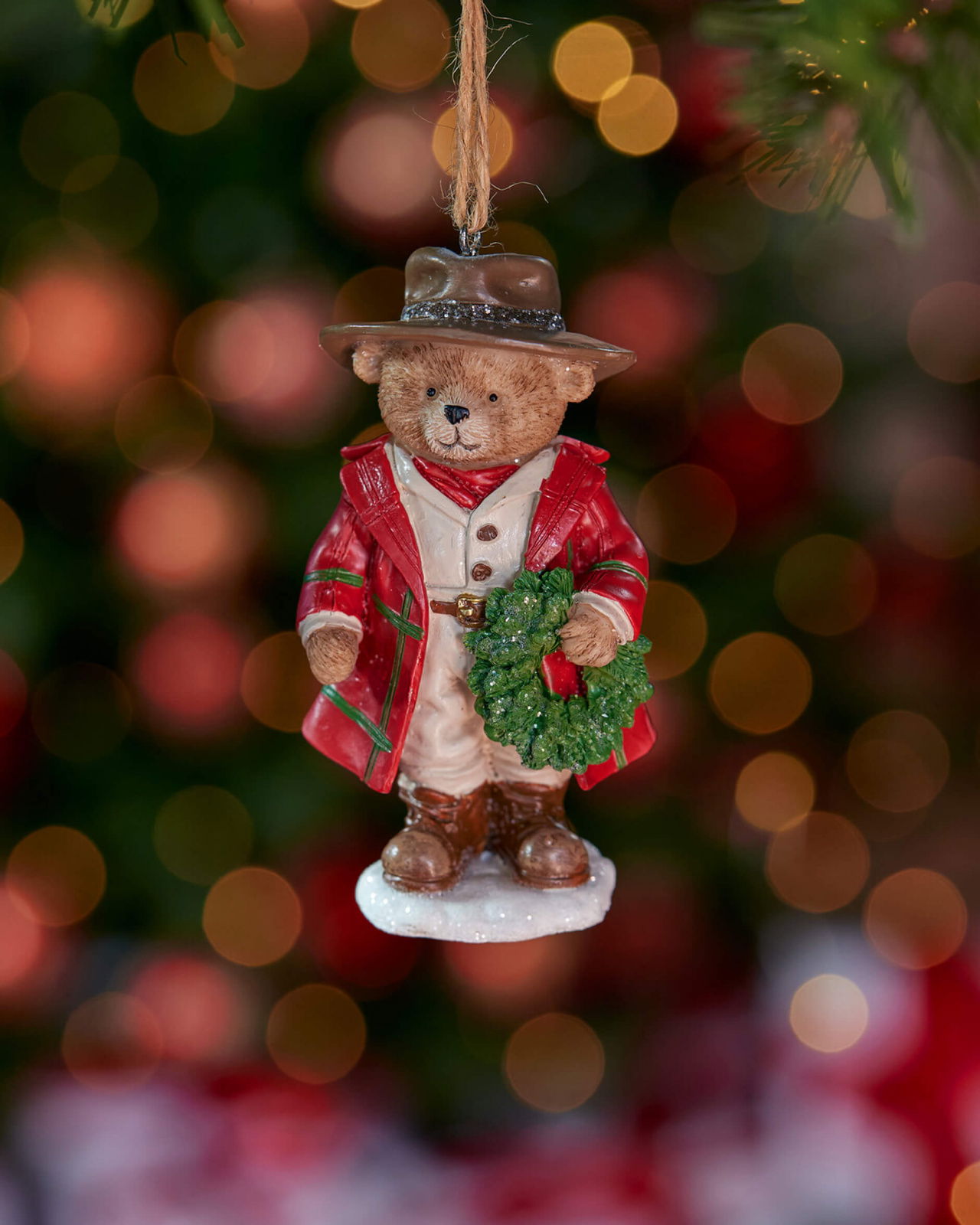 Colt björn med krans julgransdekoration