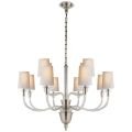 Vivian Large Two-Tier Chandelier Polished Nickel/Linen Shades