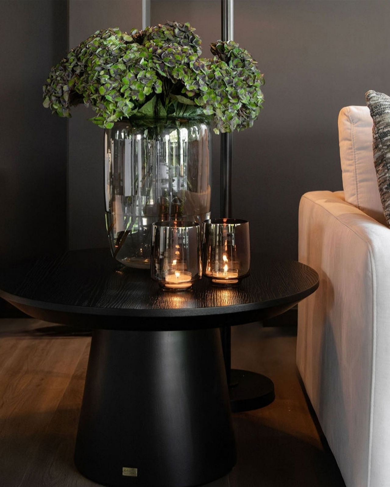 Reef candle holder smoke grey