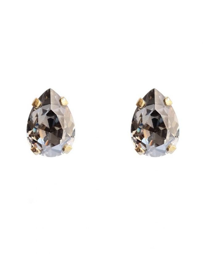 Petite Drop Stud Earrings Black Diamond