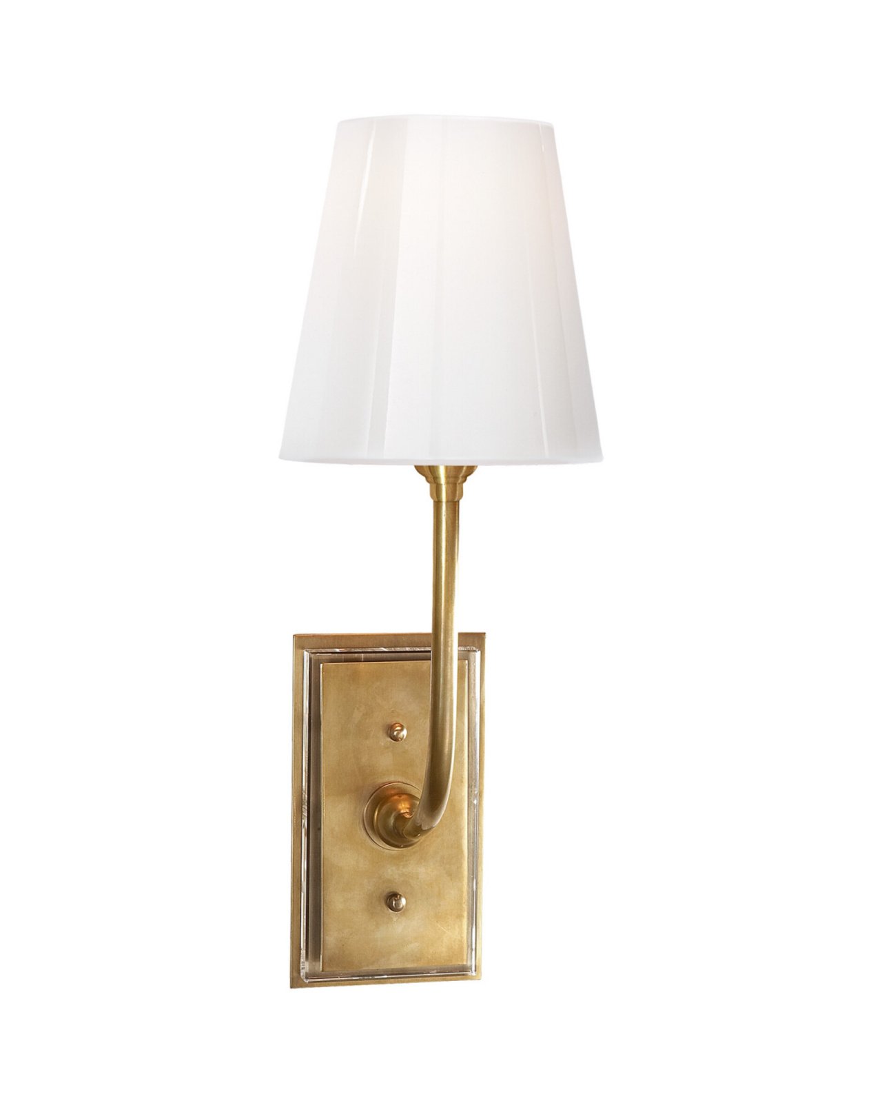 Hulton Sconce Antique Brass with Crystal Backplate and White Glass Shade
