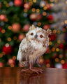 Minerva Owl Christmas Decoration Brown/White