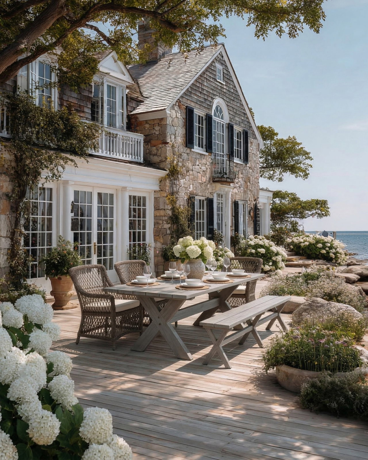 Marbella lænestol med Cross bænk och spisebord