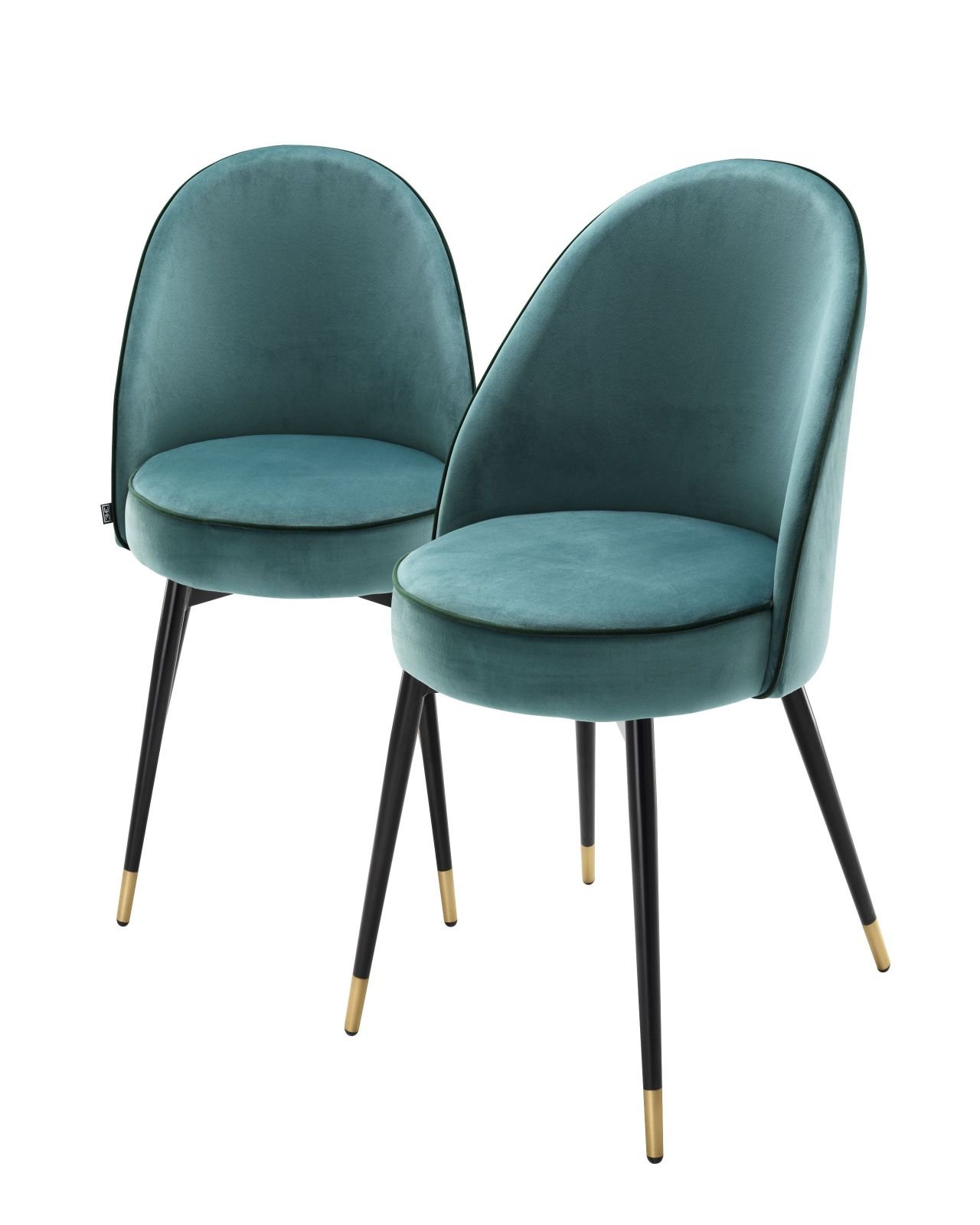 Cooper dining chair roche turquoise velvet set of 2