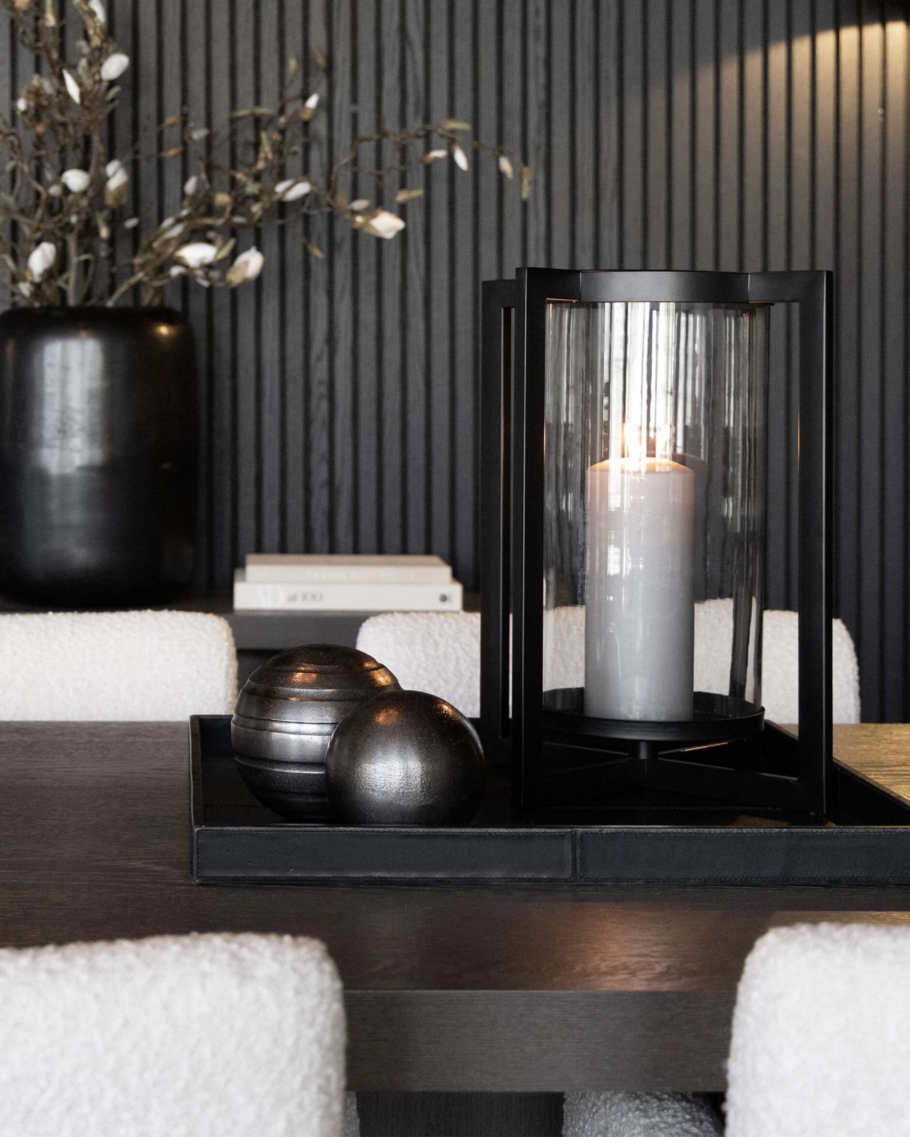 Benito globe dekoration grafit randig