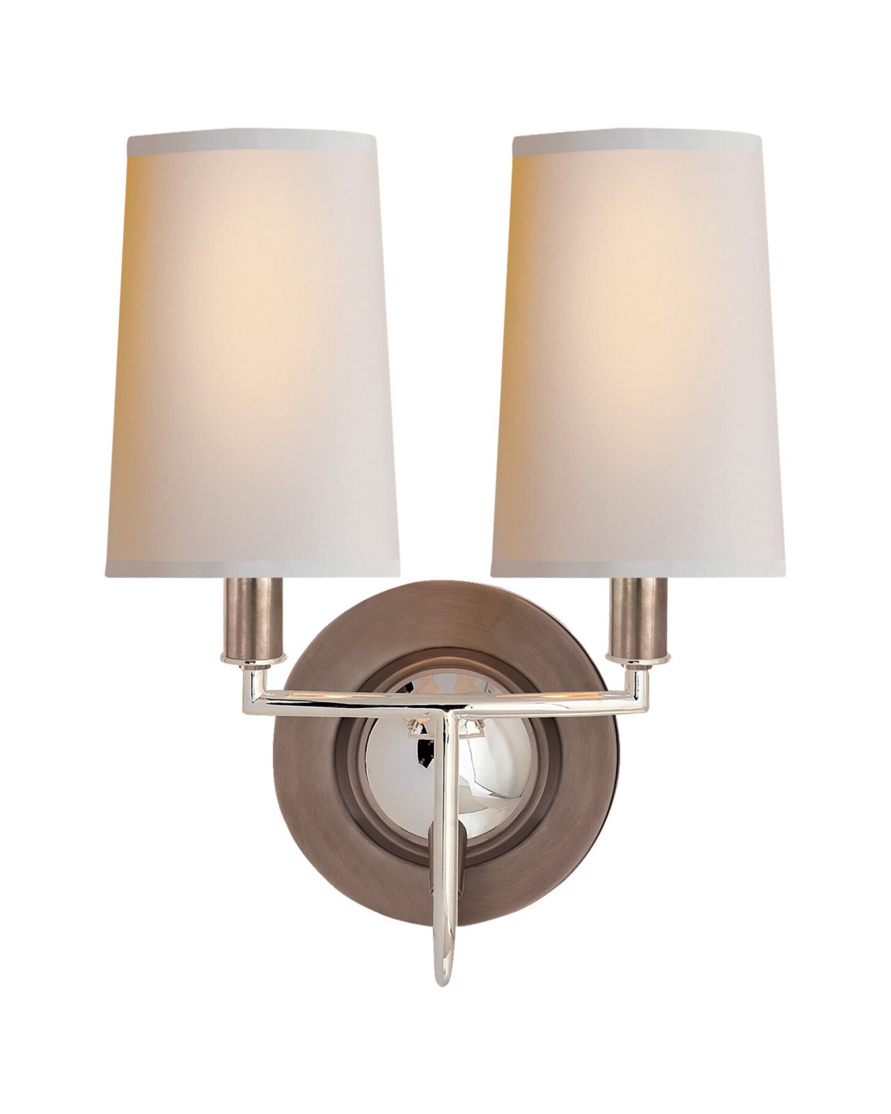 Elkins Double Sconce Antique Nickel and Polished Nickel