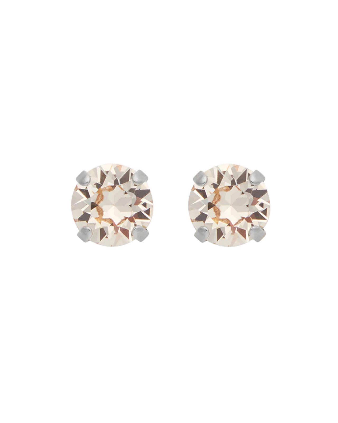 Classic Stud Earrings Silk Rhodium