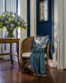 Impasto Floral Denim Cushion Cover - Blue