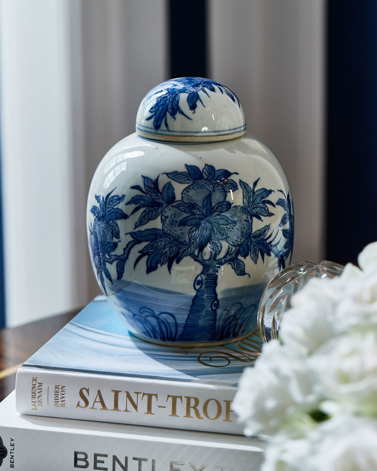 Naomi gemberpot blauw/wit