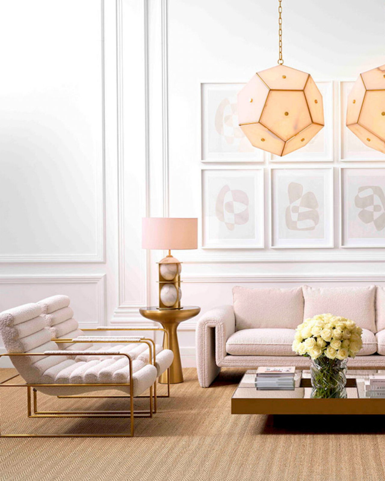 Olsen fauteuil bouclé crème