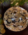 Lux Sparkling Leaves Bauble Clear Glass