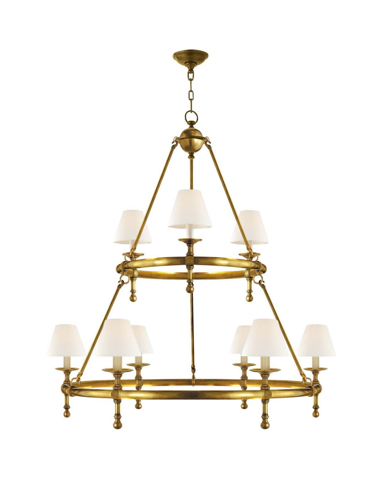 Two-Tier Ring Chandelier Antique Brass
