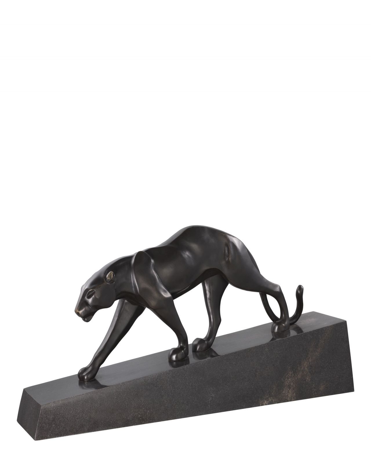 Panther bronze on marble base