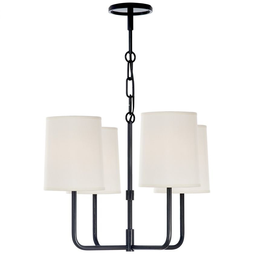 Go Lightly Small Chandelier Charcoal/Silk Shades