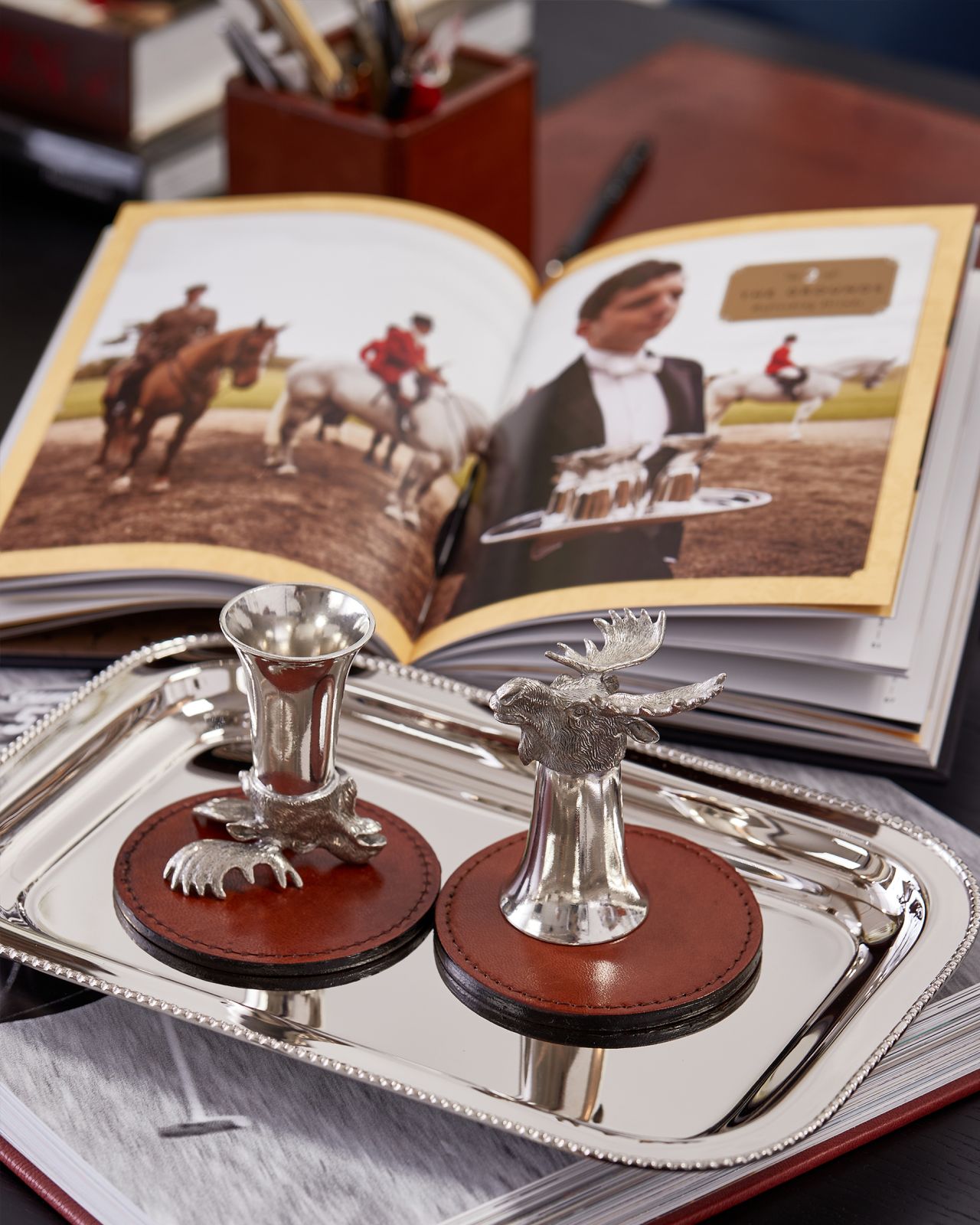 Moose stirrup cup tin