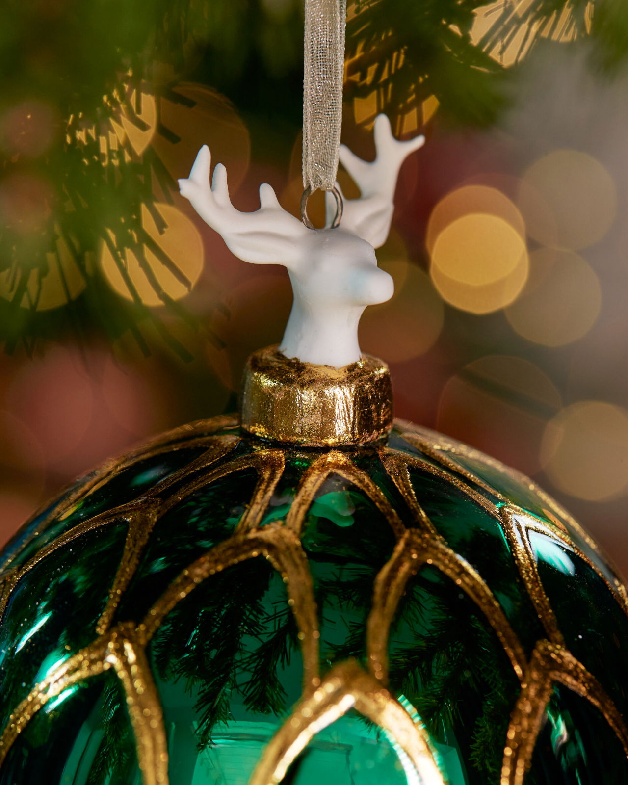 Garden Deer kerstbal groen 10 cm