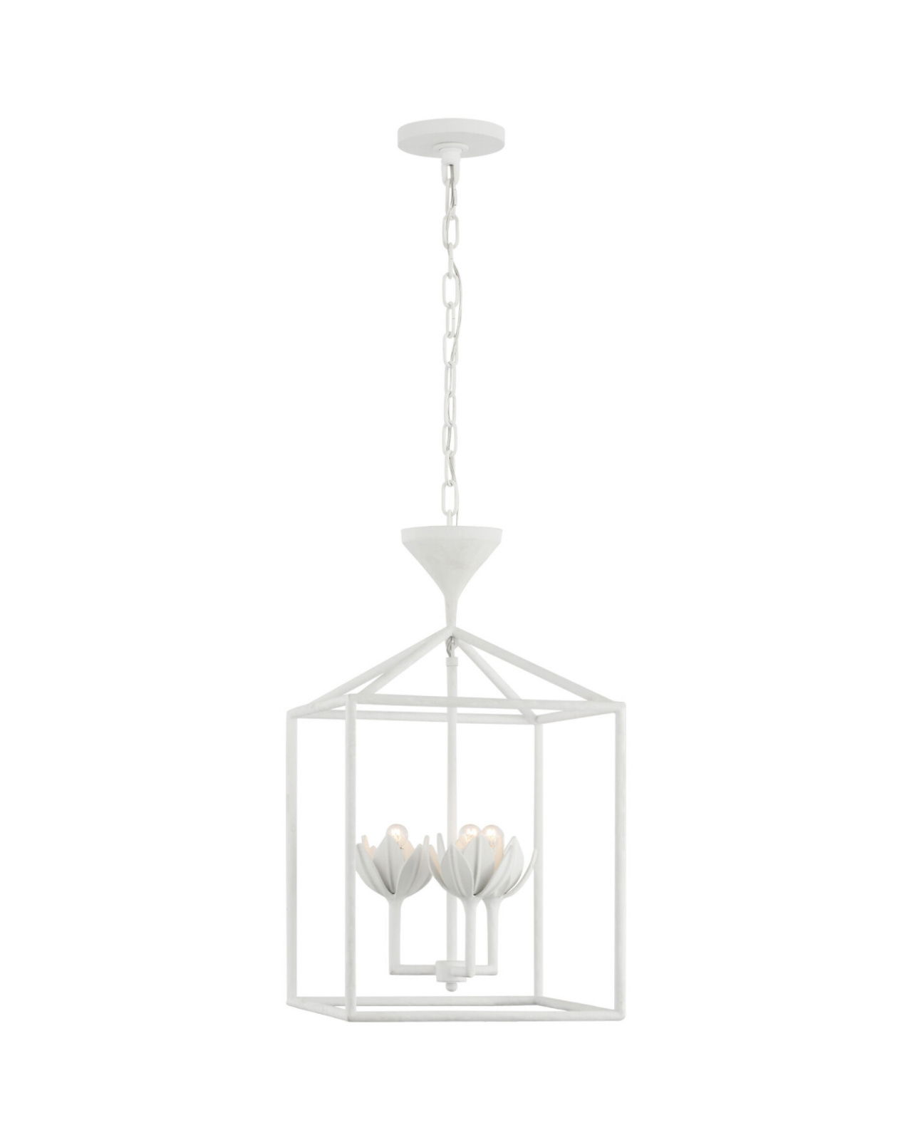 Alberto  Open Cage Lantern Plaster White