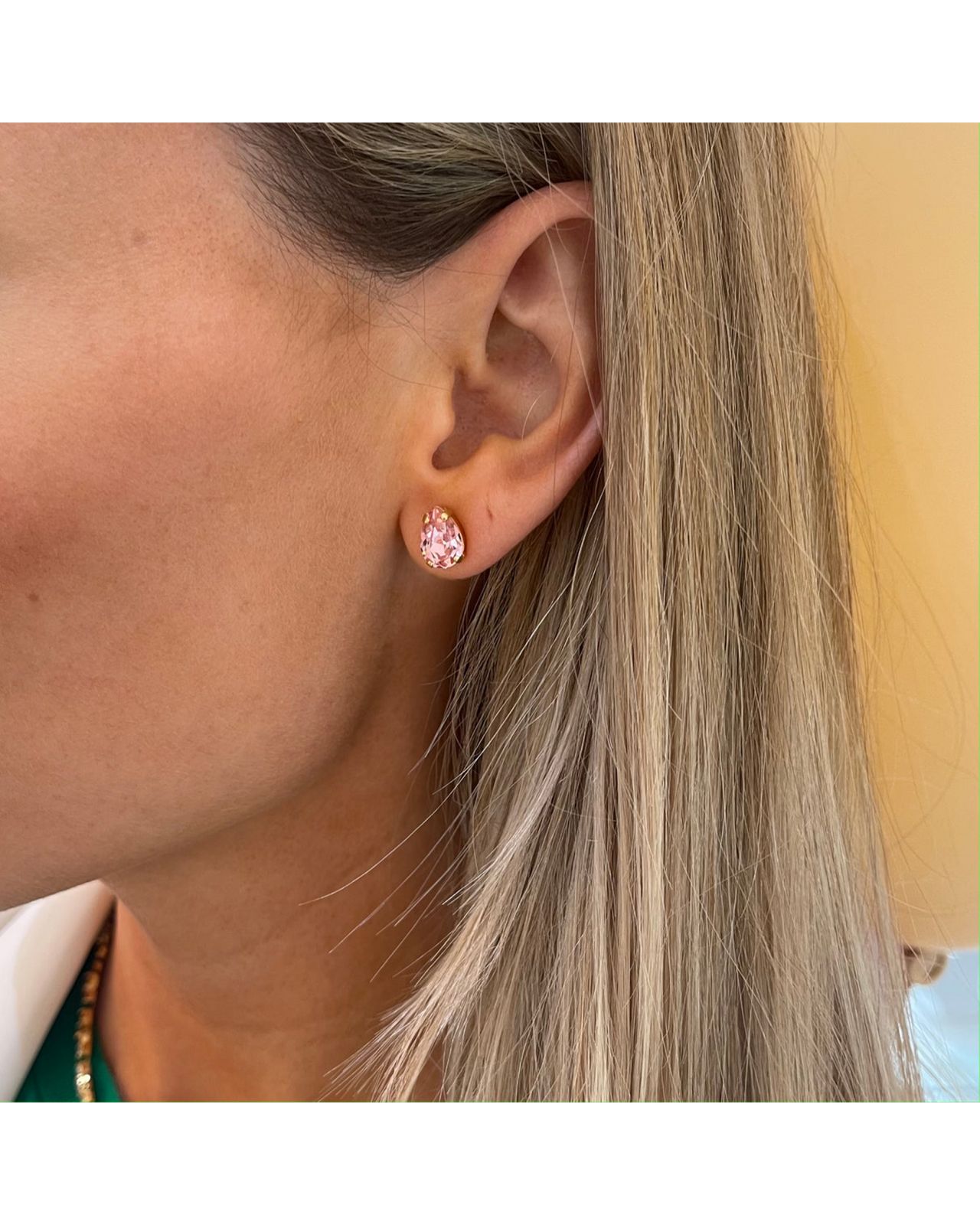 Petite Drop Stud øreringe light rose