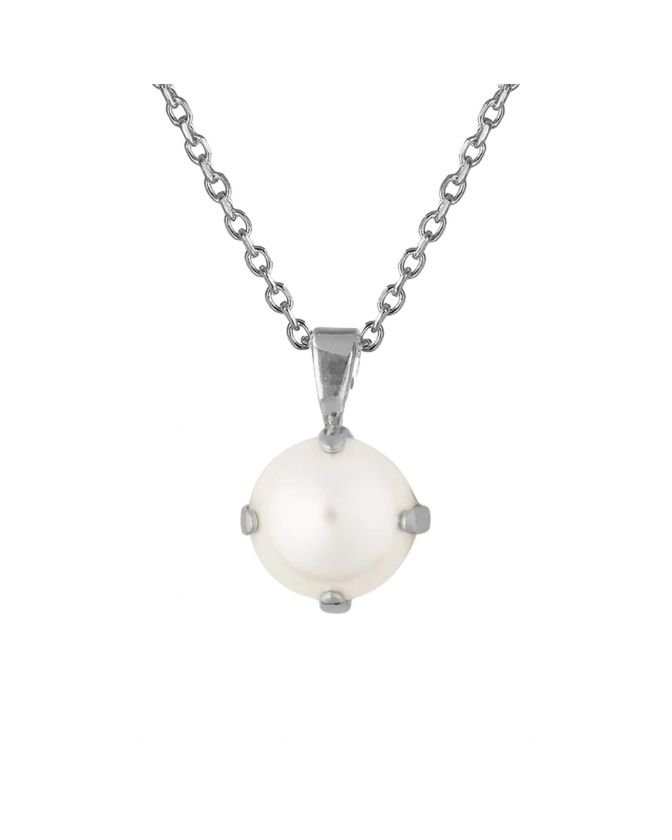 Classic Petite Necklace Pearl Rhodium