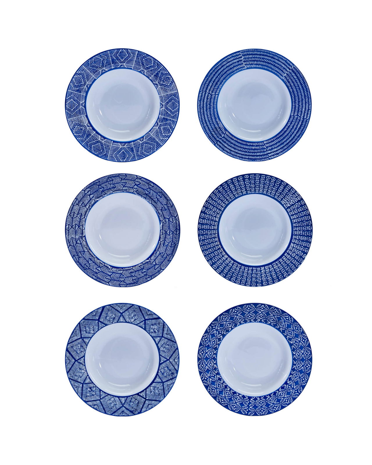 Capri Azzurra djupa tallrikar blå/vit 6-pack