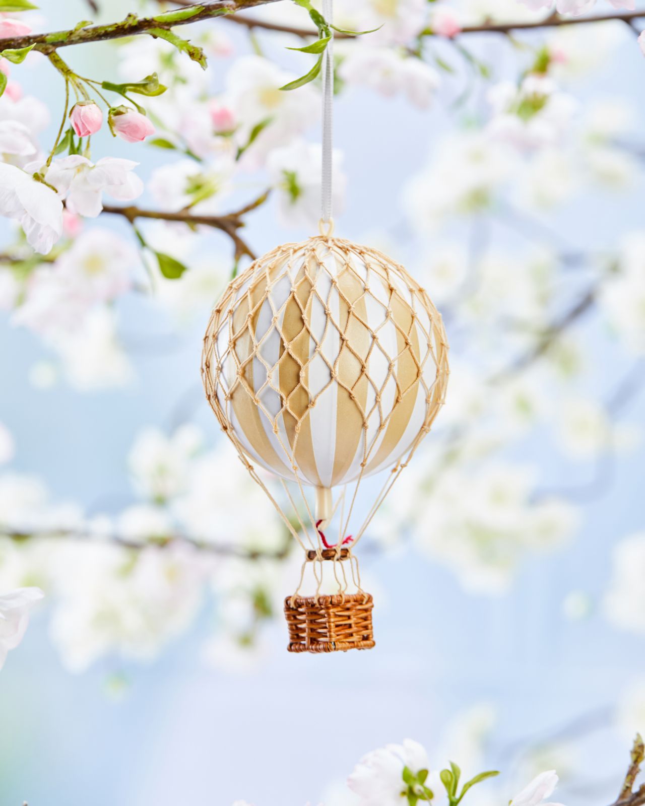Hot Air Balloon Floating The Skies White