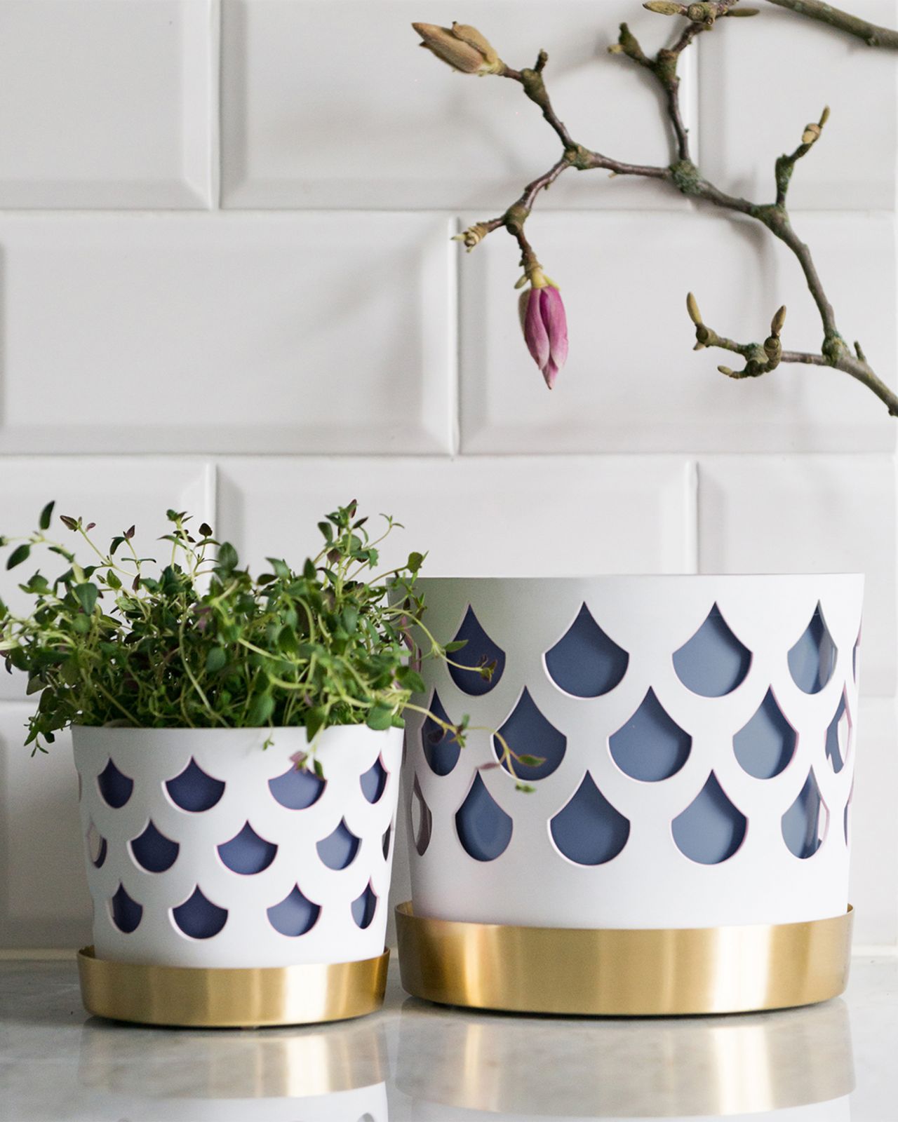 Trio Drop flower pot white