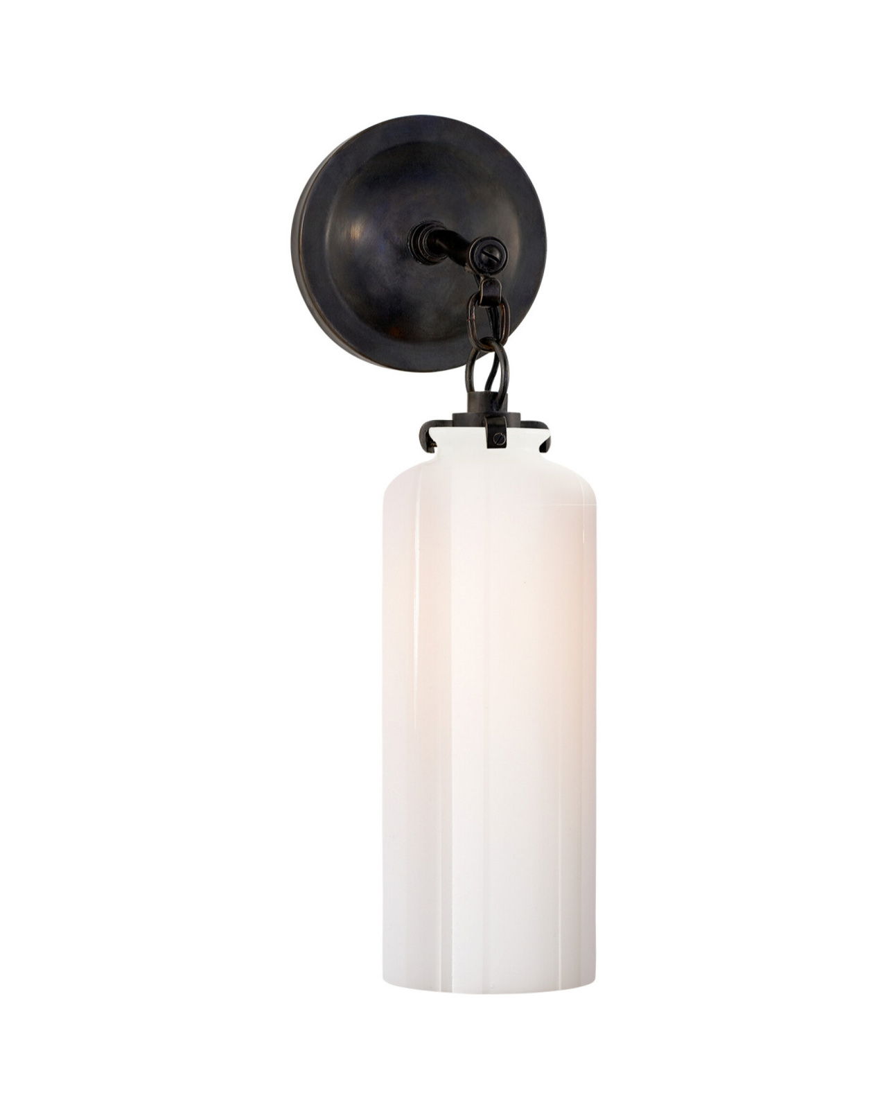 Katie Small Cylinder Sconce Bronze/White Glass