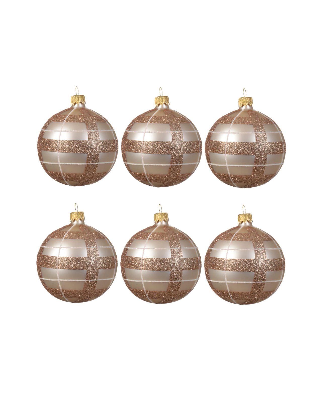 Holly julekugle i champagne 6-pak