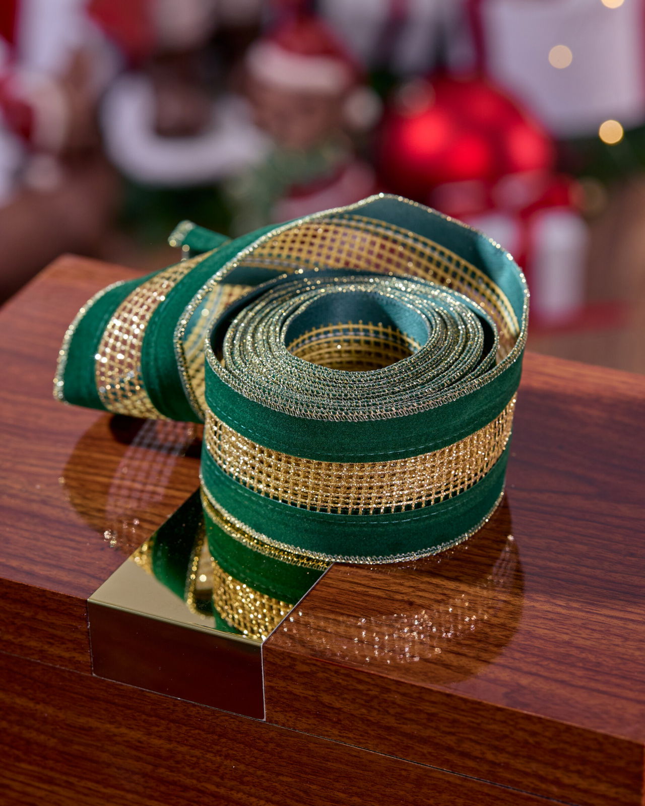 Eleanor textielband groen/goud 4,5m