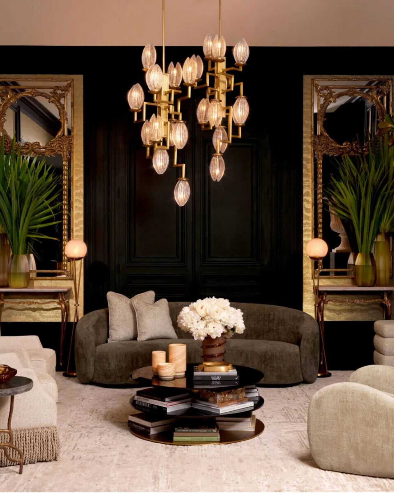 Persephone kroonluchter antiek messing