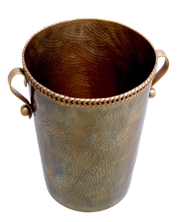 Mottahedeh Brass Wine Cooler, Ca. 1980s, H 9.25'' Dia. 14'' sold at auction  on 19th May