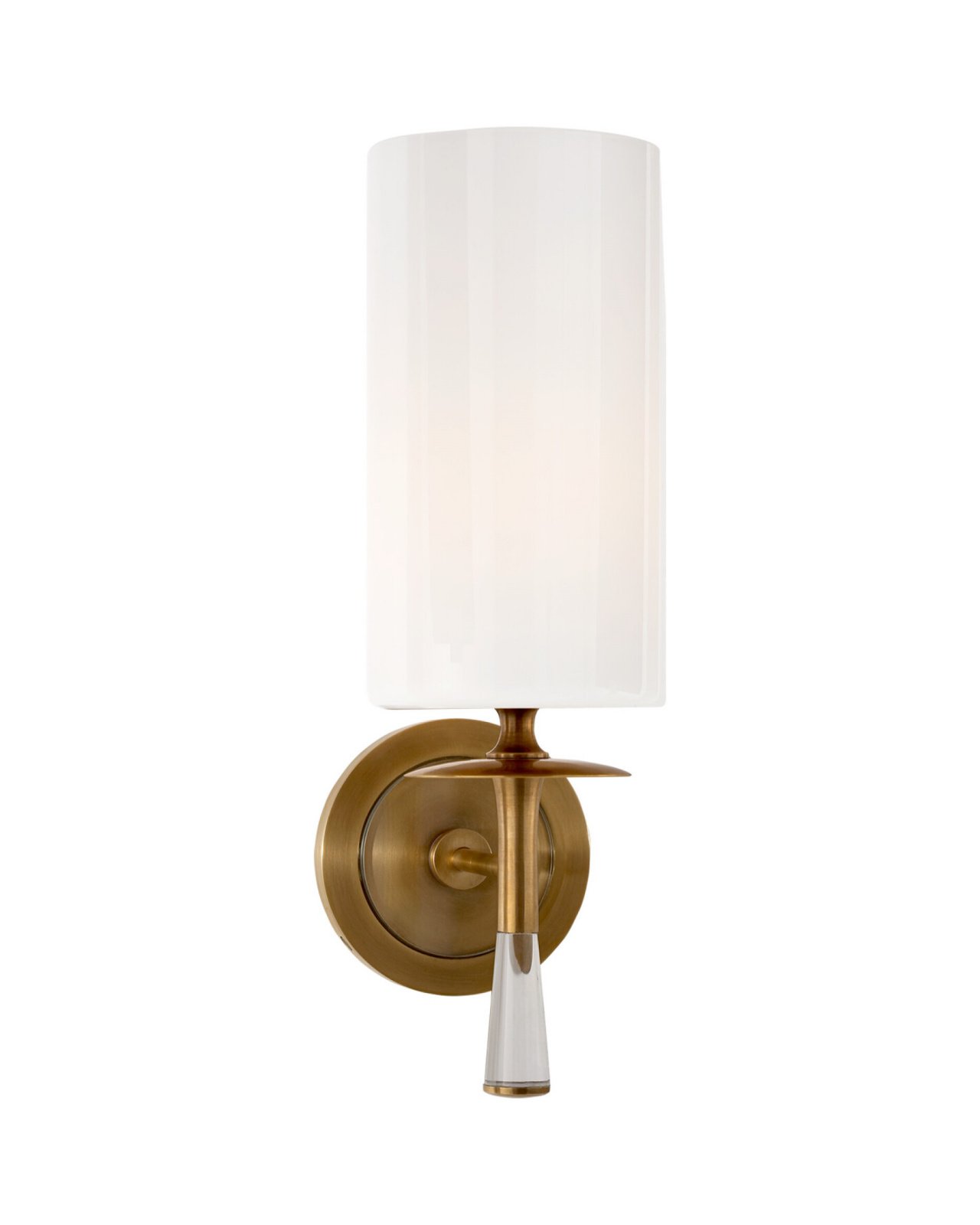 Drunmore Single Sconce Antique Brass and Crystal/White