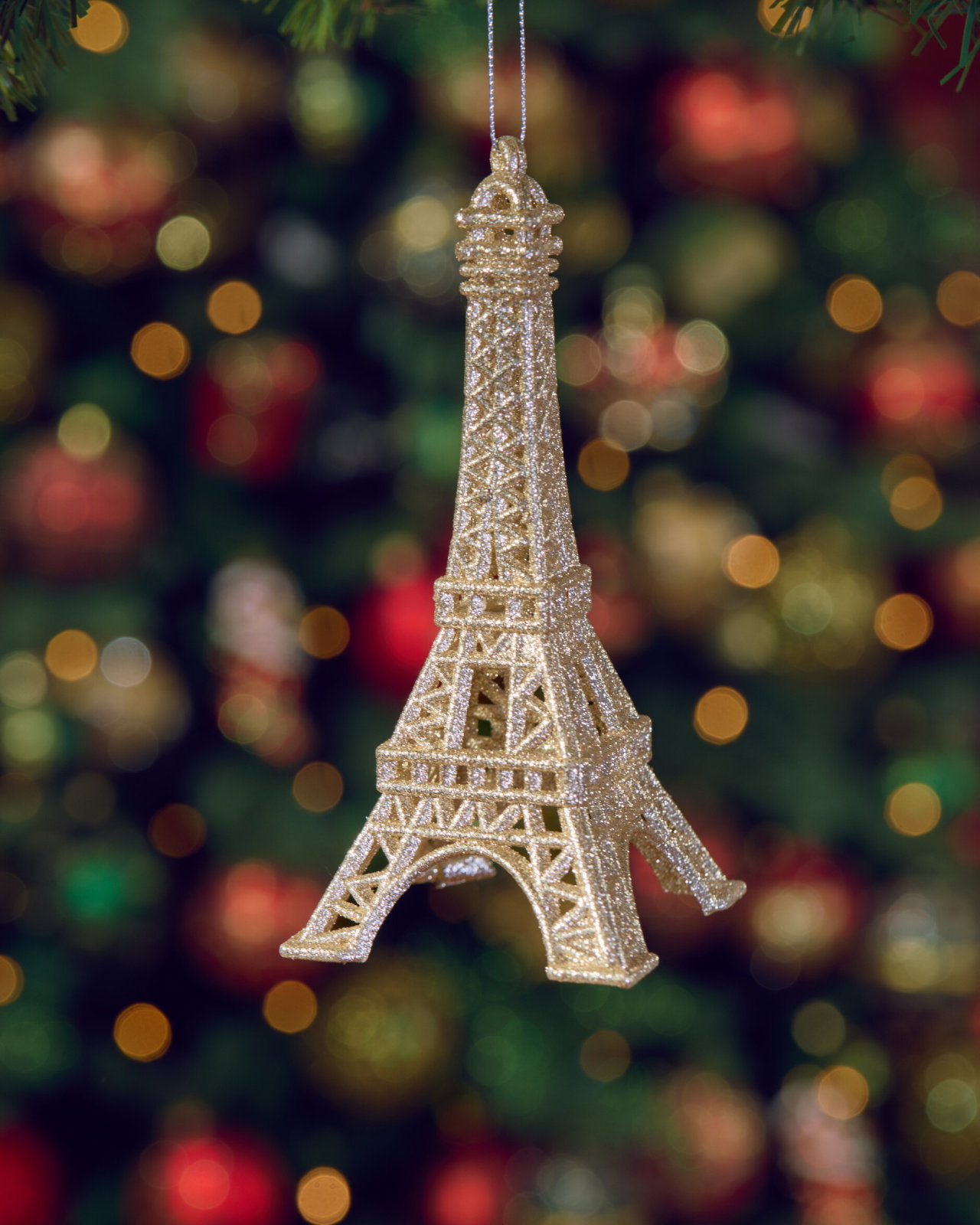 Eiffel Tower Christmas Ornament Champagne