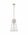Robinson Large Pendant Polished Nickel/Clear Glass
