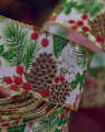 Holly Season textile ribbon beige/red/green 9 m