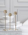 Tulp kandelaar messing set 3 stuks