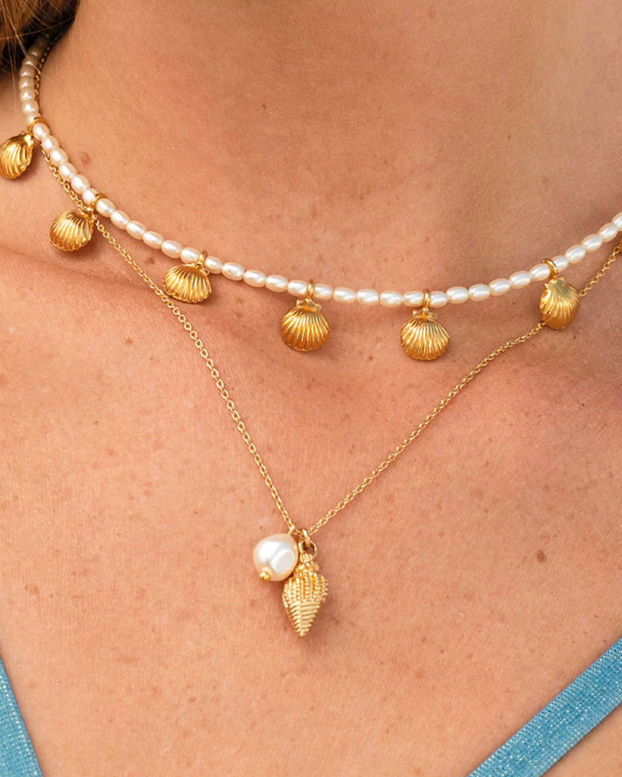 Shell pearl kaulakoru kulta