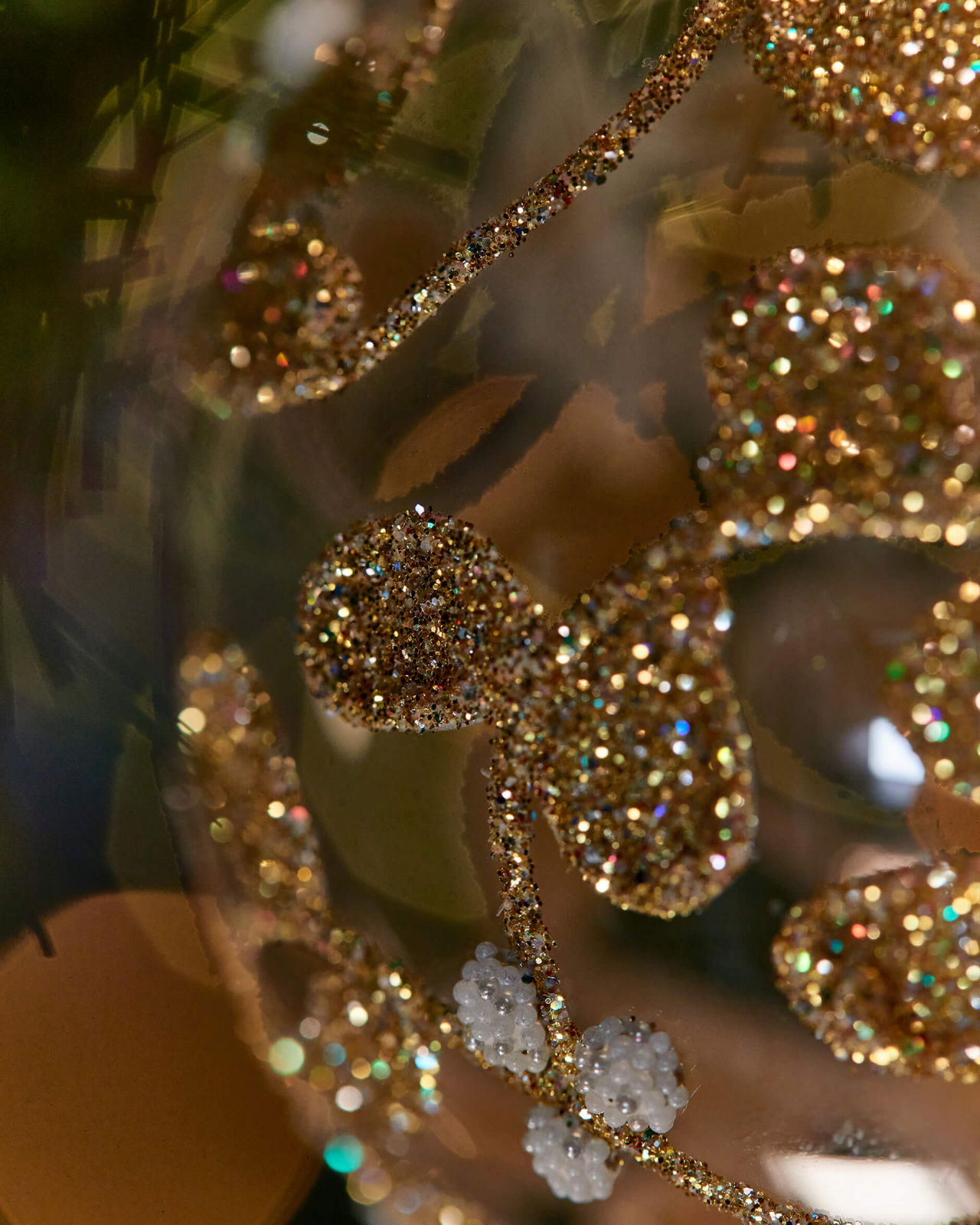 Lux Sparkling Leaves julkula klarglas 8cm