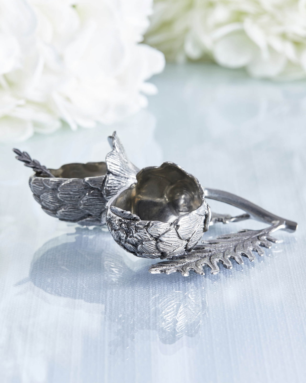 Artichoke Salt & Pepper Bowls Pewter