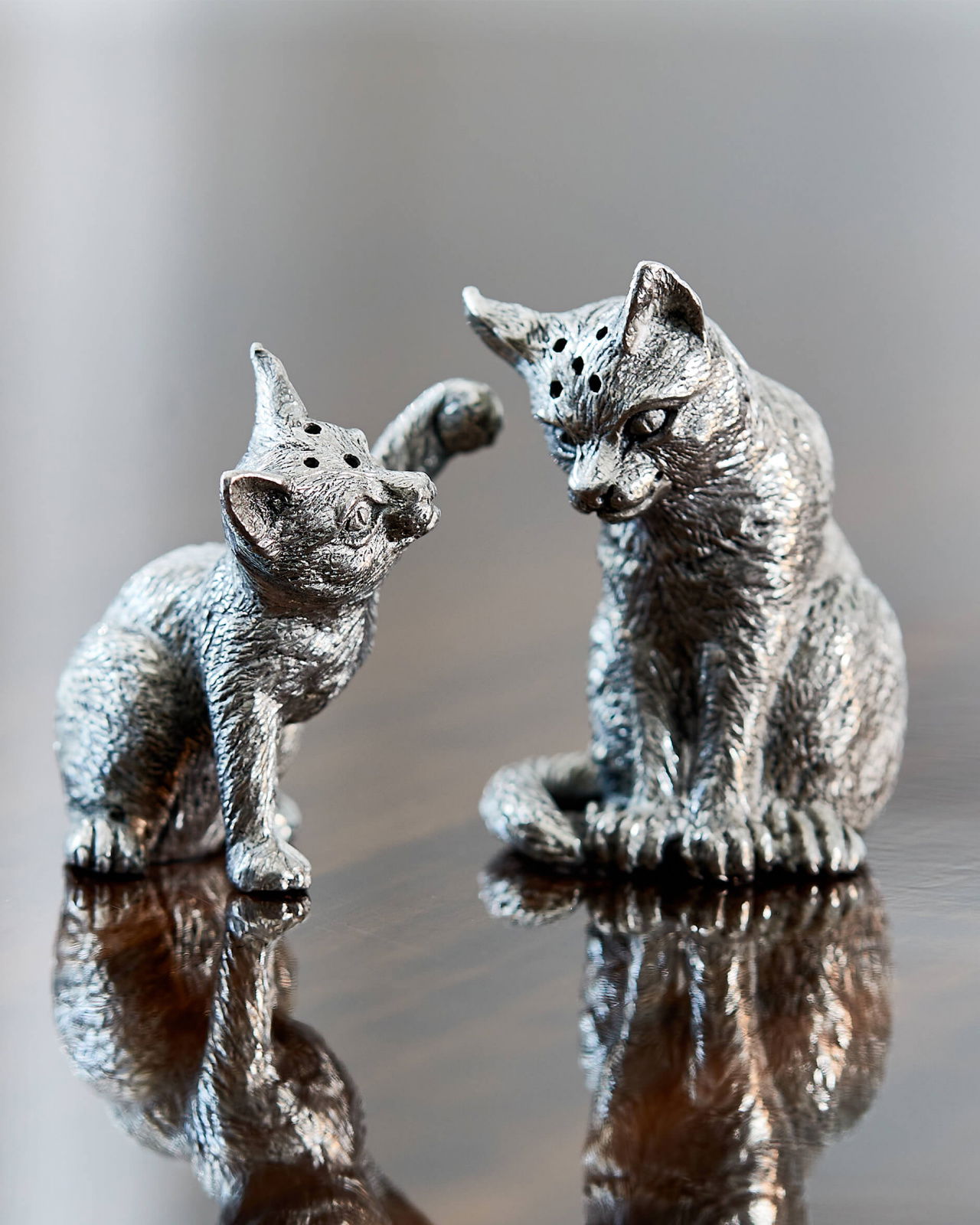 Katter salt- och pepparkar tenn