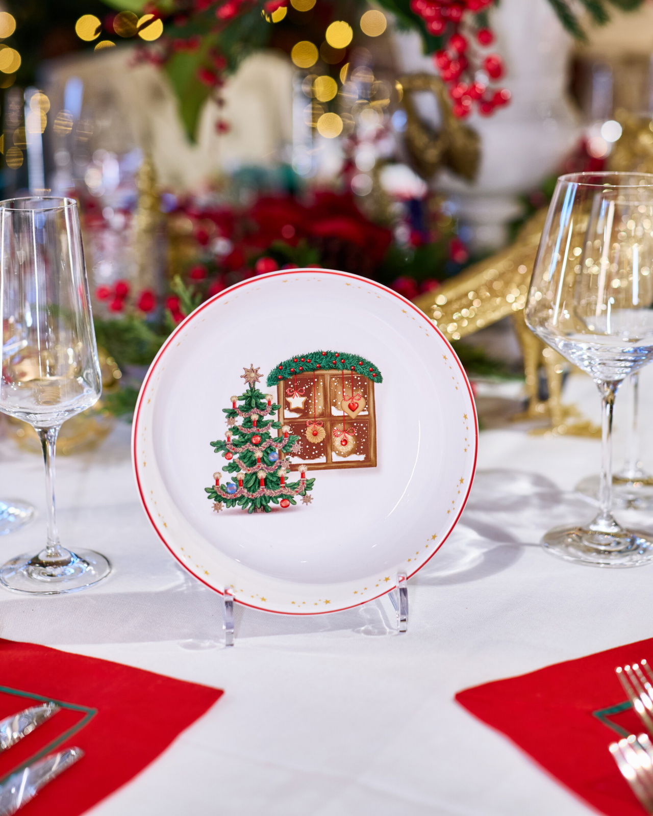 Carmina diep bord wit/rood