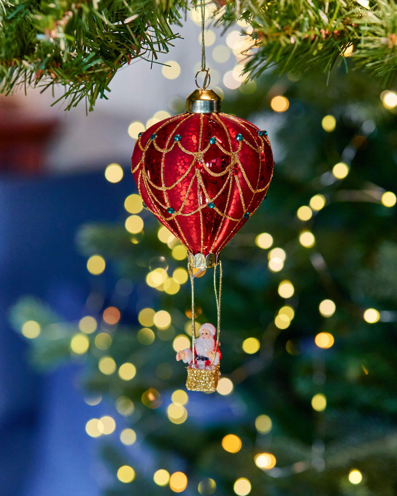 Bingham Hot Air Balloon Christmas Tree Decoration Red